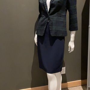 Classic navy blue pencil skirt with back slit